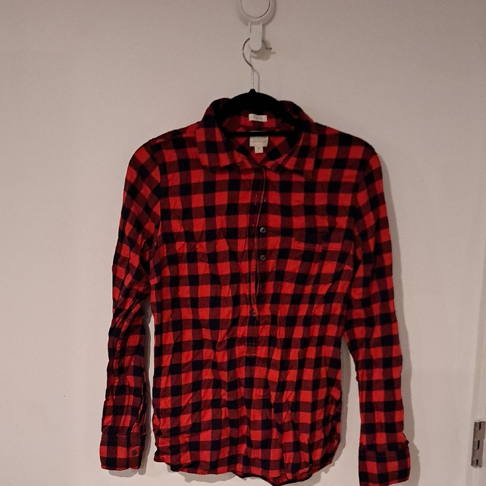 J. Crew Red and Black Plaid Casual Shirt